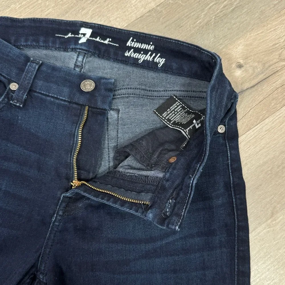 7 For All Mankind Kimmie Straight Leg Jeans Dark Blue 28 - Picture 8 of 14